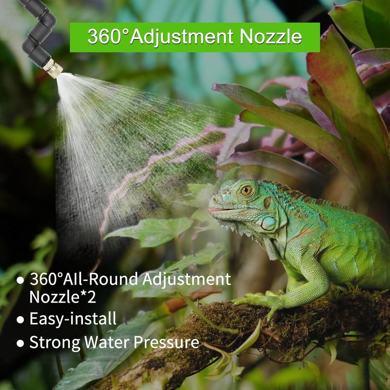 RUNWUSHENG Reptile Mister System, Reptile Humidifier for Terrariums, auto Mister with 2 Spray Nozzles for Reptiles，Snakes,Frogs,Plants - Image 2